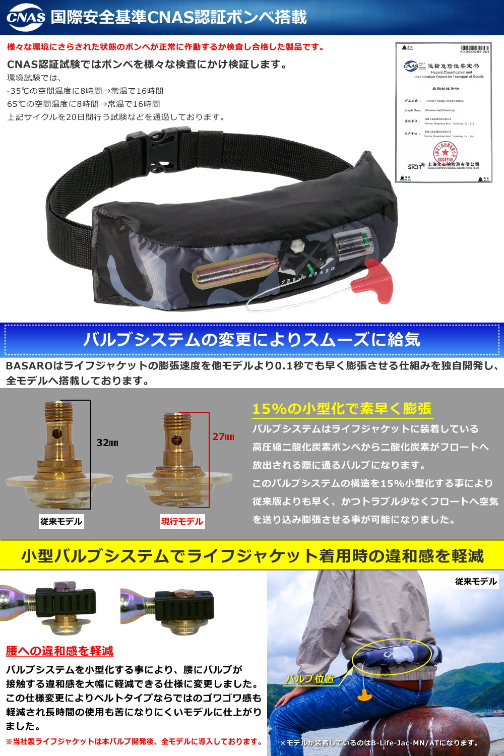 JES-BASARO (ジェスバサロ) 自動膨張式 ライフジャケット 大人用 子供用 B-Life-Jac-LC-MN/AT