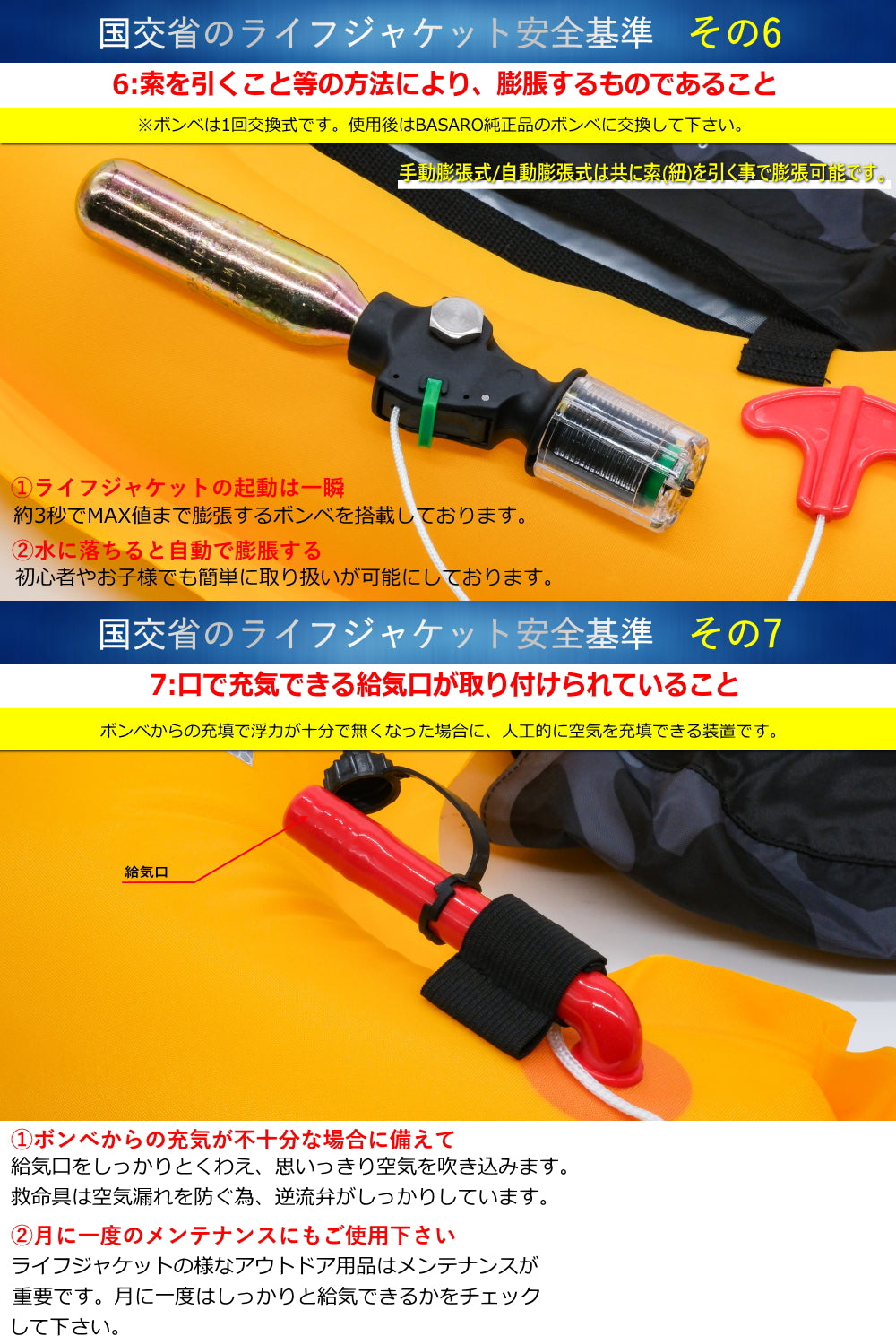 JES-BASARO (ジェスバサロ) 自動膨張式 ライフジャケット 大人用 子供用 B-Life-Jac-LC-MN/AT