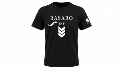BASARO 半袖 ロゴ刺繍 Tシャツ アクティブコットンTシャツ 白波白鯨 ブラック